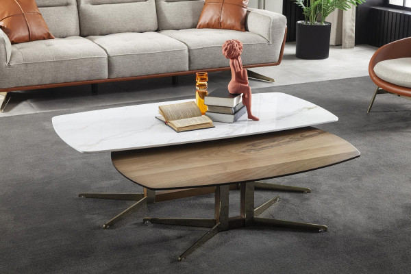 Divas kaffebord, lyxiga rullbord för vardagsrummet, bord i trä 2 delar.