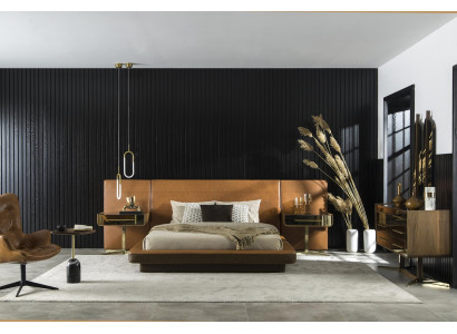 Aspekt modern och lyxig av syntetiskt läder, bekväm säng