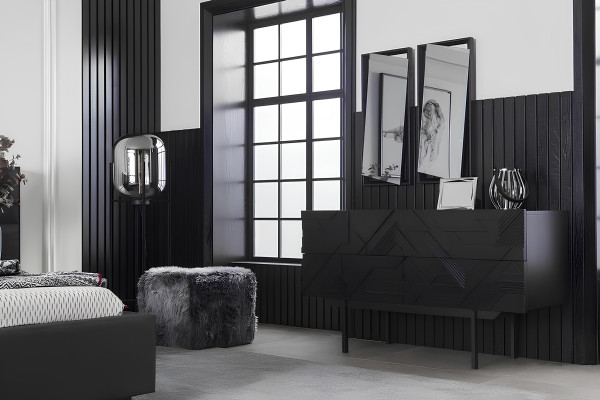 Sängmöbelset Melnu i fyra delar, lyxigt set med ny förvaringsutrymme