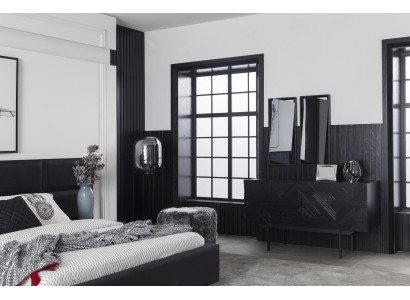 Lyxigt sovrumsmöbelset med garderob, nattduksbord och 2 nattduksbord 5 delar.