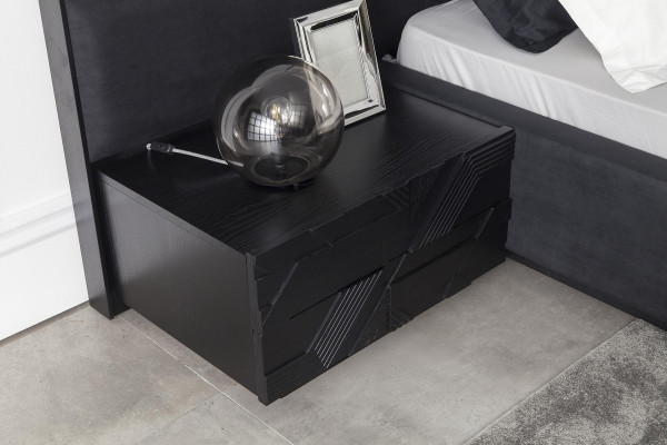 Modern sovrumset Mustat, 3-delad sängbord, lädersäng