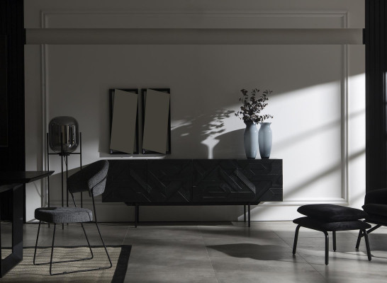 Mobil skåp Luxe Mustat 208 cm med spegel i 2 delar