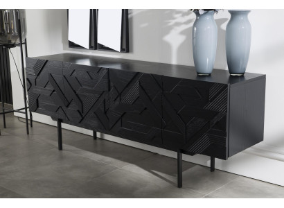 Mobil skåp Luxe Mustat 208 cm med spegel i 2 delar