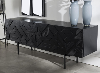 Mobil skåp Luxe Mustat 208 cm med spegel i 2 delar