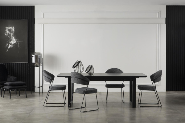 Lyxig grå läderköksstol