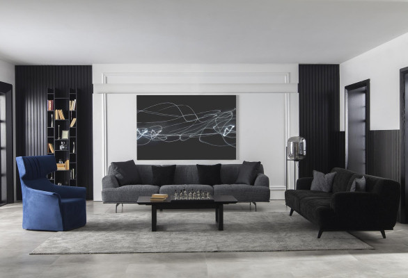 Grå soffa för 4+1 personer med avtagbara kuddar, 3 delar