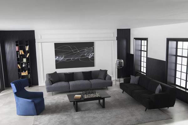 Grå soffa för 4+1 personer med avtagbara kuddar, 3 delar