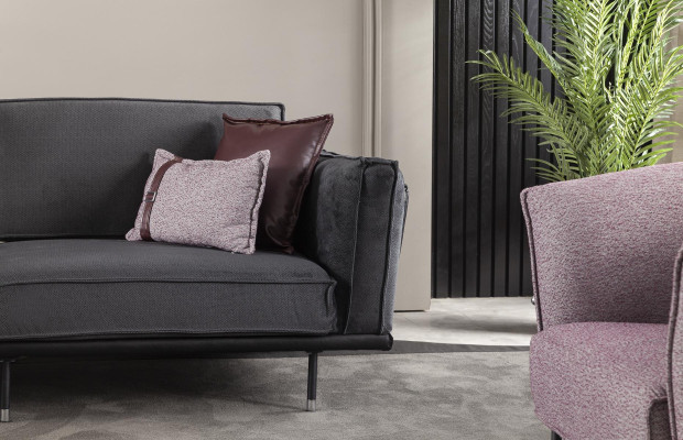 Modern italiensk designsoffa för 3+1 personer grå