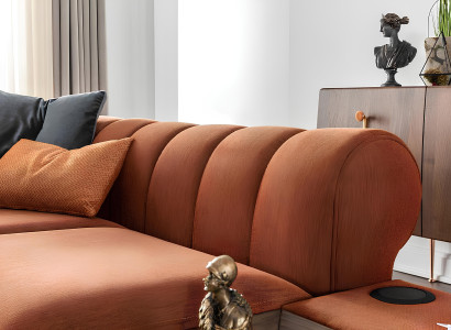 Modern soffa i orange tyg för två personer 234 cm