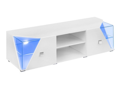 Lyxigt vitt vardagsrumset med modern vägg, 2 vitriner och TV-möbel, 3 delar