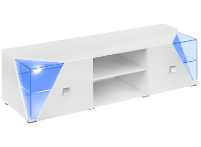 Lyxigt vitt vardagsrumset med modern vägg, 2 vitriner och TV-möbel, 3 delar