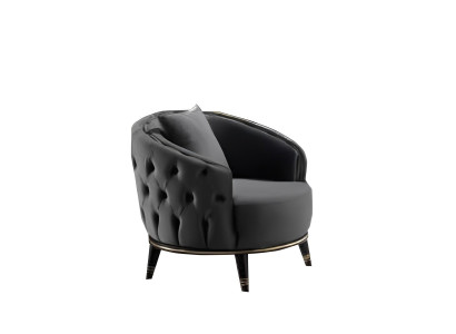 Rund Chesterfield stol grå för vardagsrummet