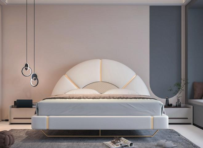 Pat modern de lux med gyllene detaljer, rundad sänggavel