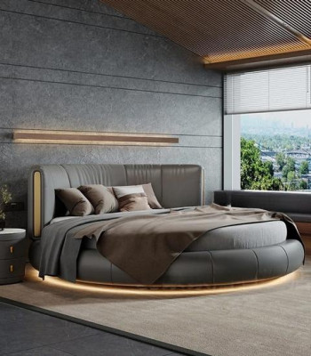 Säng i modern grå-beige design exklusivt för sovrum