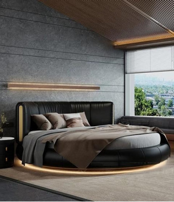 Säng i modern grå-beige design exklusivt för sovrum