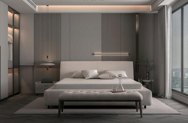 Elegant säng med kuddar