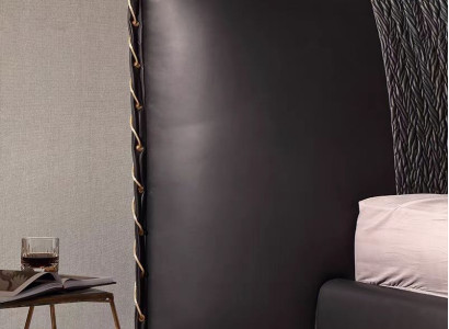 Säng modern svart, klädd, lyxig, exklusiv