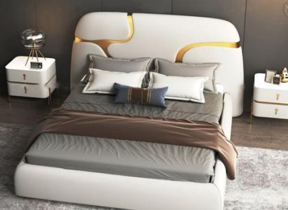 Säng modern grå och guld