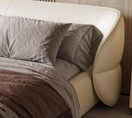 Modern bänk med sängfunktion i elegant grått tyg