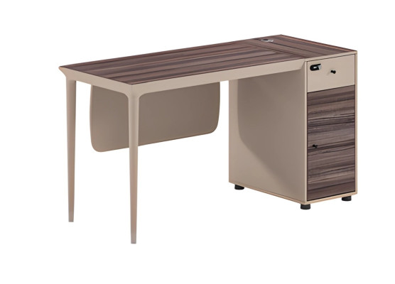 Modern beige-brown wooden table with elegant drawers