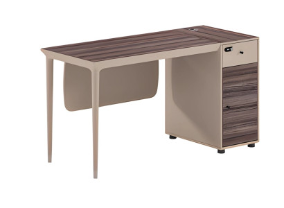 Modern beige-brown wooden table with elegant drawers