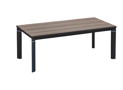 Modern kaffebord i brunt och svart syntetiskt trä