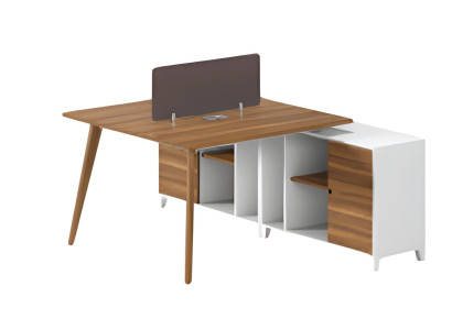 Modern skrivbord med hylla och elegant avdelare