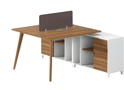 Modern skrivbord med hylla och elegant avdelare