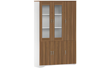 Modern skrivbord med skärm och elegant förvaringsutrymme