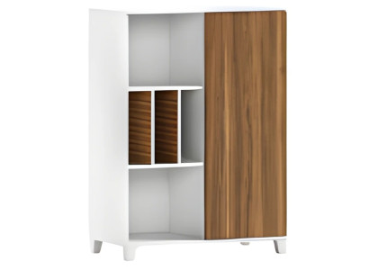 Modern vit skåp med öppna hyllor och eleganta dörrar