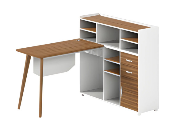 Träbord Balta med förvaringsutrymme, öppna fack och eleganta ben