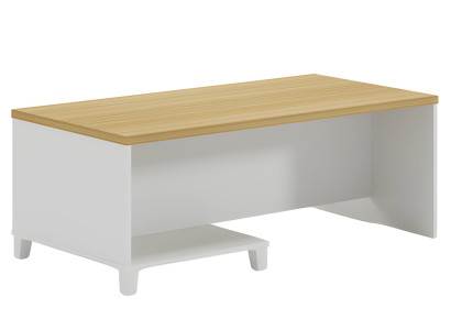 Modern kaffebord med vit struktur och träskiva för eleganta interiörer