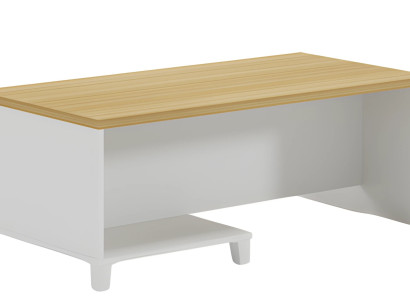 Modern kaffebord med vit struktur och träskiva för eleganta interiörer