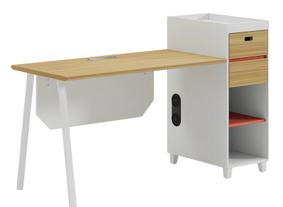 Modern skrivbord med förvaring och hyllor