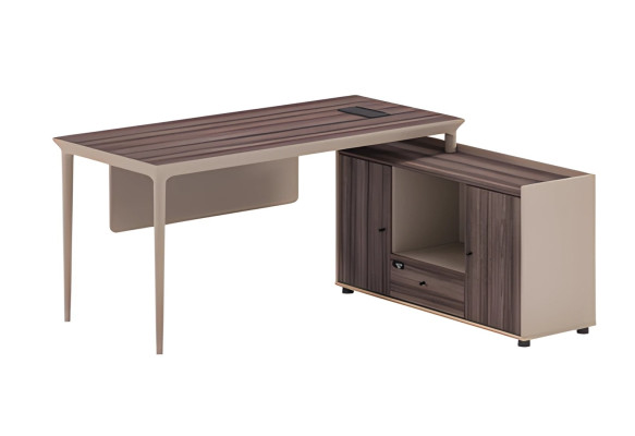 Modern brun trä fyrkantigt bord med förvaringsutrymme