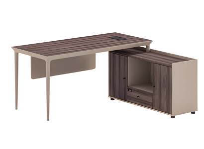 Modern brun trä fyrkantigt bord med förvaringsutrymme