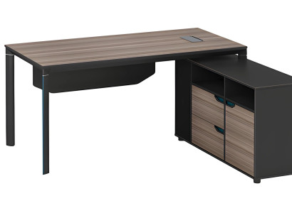 Modern hörnsoffa med förvaringsutrymme i brunt och svart