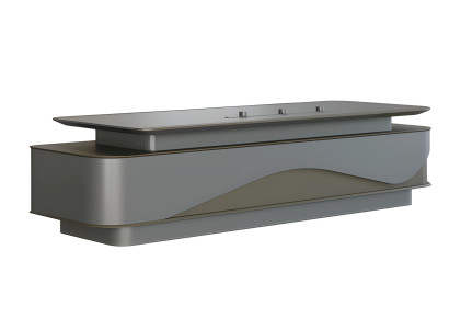 Modern grå och svart skrivbord med lyxig förvaring och kabelhantering