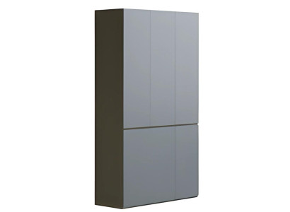 Modern grå skrivbordsskåp utan handtag, hög, med förvaringsutrymme, i enkel stil