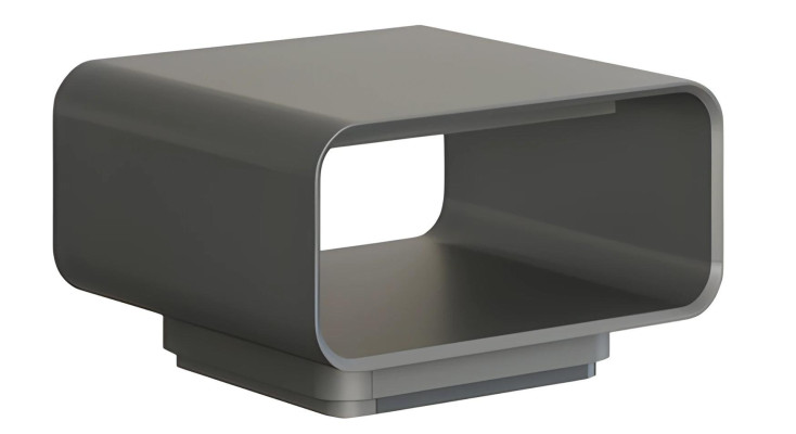 Modern grå och svart kaffebord med öppen hylla i minimalistisk stil