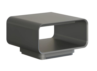 Modern grå och svart kaffebord med öppen hylla i minimalistisk stil