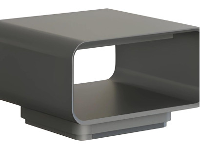 Modern grå och svart kaffebord med öppen hylla i minimalistisk stil