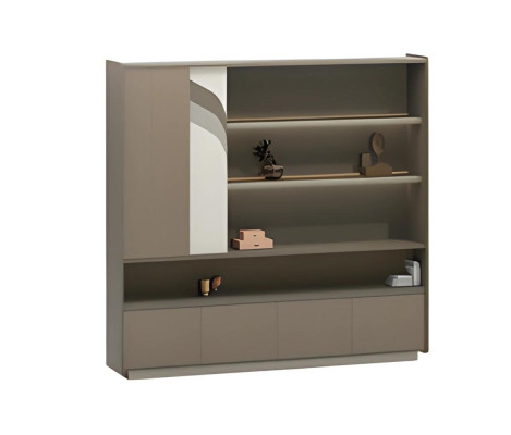 Modern skrivbord med hyllor och lådor