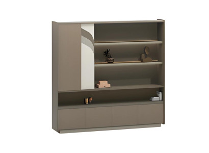 Modern skrivbord med hyllor och lådor