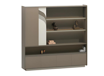 Modern skrivbord med hyllor och lådor