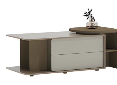 Modern beige och brun kaffebord med lådor