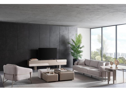 Modern och elegant vardagsrumset i beige