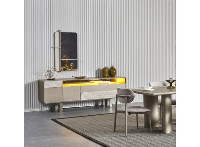 Elegant beige wooden console with mirror