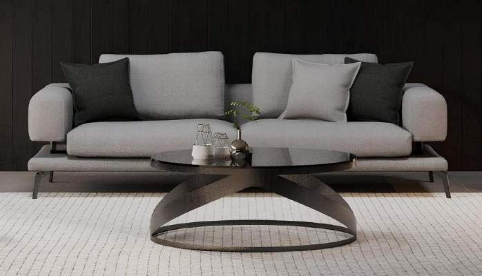 Modern soffa med tre platser, mjuk, bekväm, idealisk