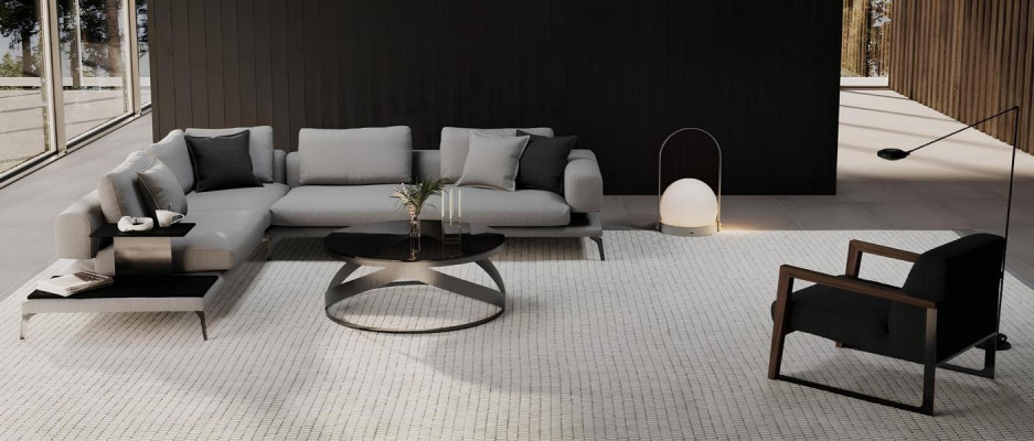 Hörnsoffa med fåtölj och funktion - detaljer